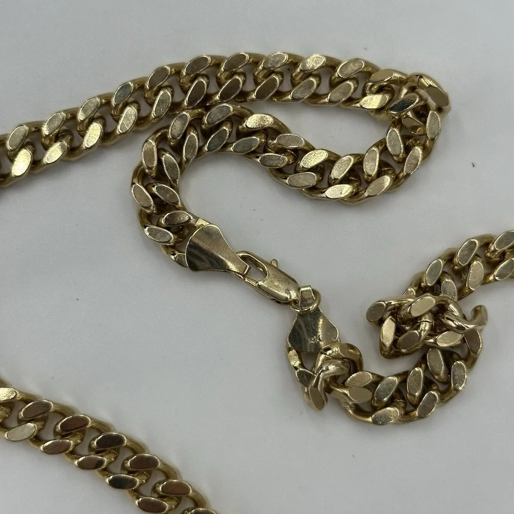 Men's Miami Cuban Link Bracelet & Chain Set 14K Gold Plated Stainless Steel 29